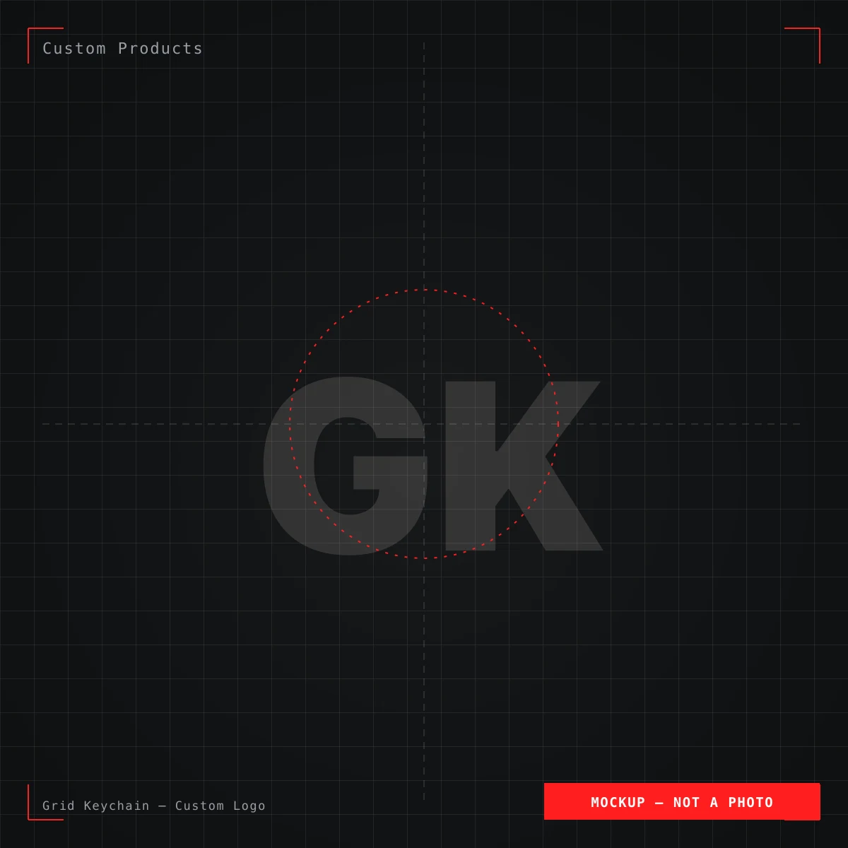 Grid Keychain with custom logo — placeholder product illustration